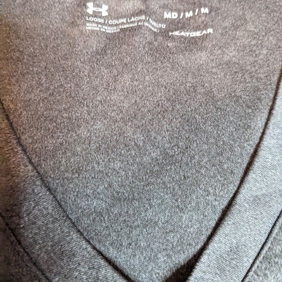 Under Armour WMNS Grey V Neck Athletic Fit Short Sleeve Sports Workout - Picture 6 of 8